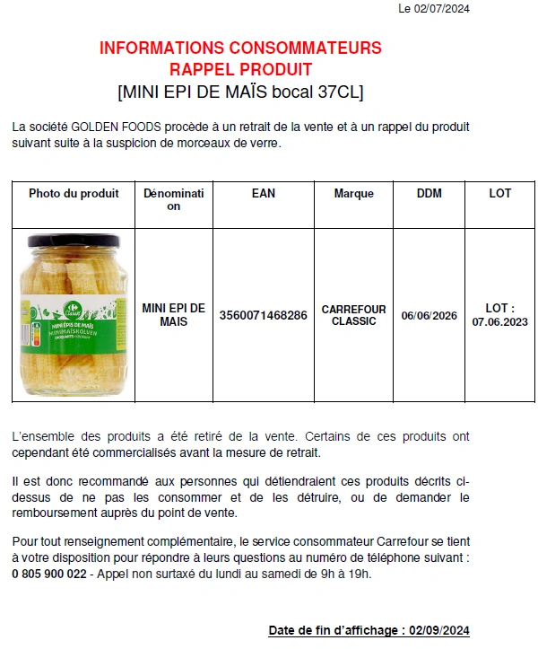 RAPPEL EPI DE MAIS