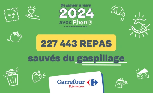 227 443 c'est le nombre de repas sauvés du gaspillage alimentaire au 1er trimestre 2024 en partenariat avec Phenix 💙