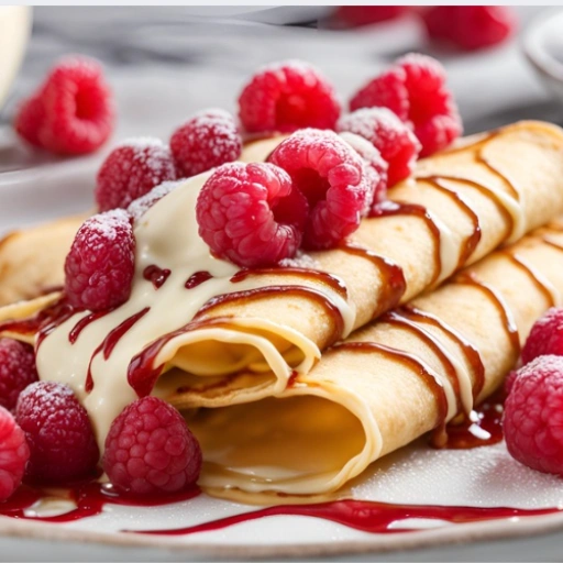 CRÊPES À LA FRAMBOISE ET AU CHOCOLAT BLANC