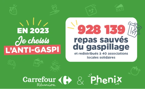 Depuis janvier 2023, ce sont 928 139 repas sauvés du gaspillage grâce au partenariat entre Carrefour et Phenix !